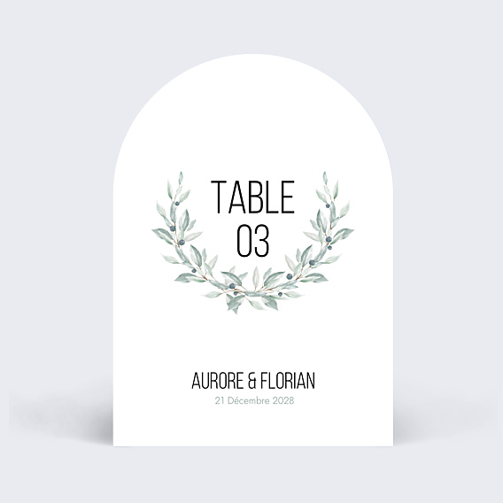 Marque-table mariage Couronne d'Oliviers