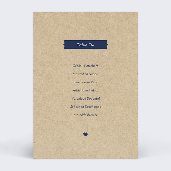 Marque-table mariage Notre Histoire Verso