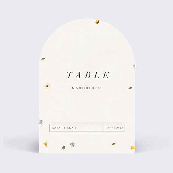Marque-table Mariage Fleurs Pressées