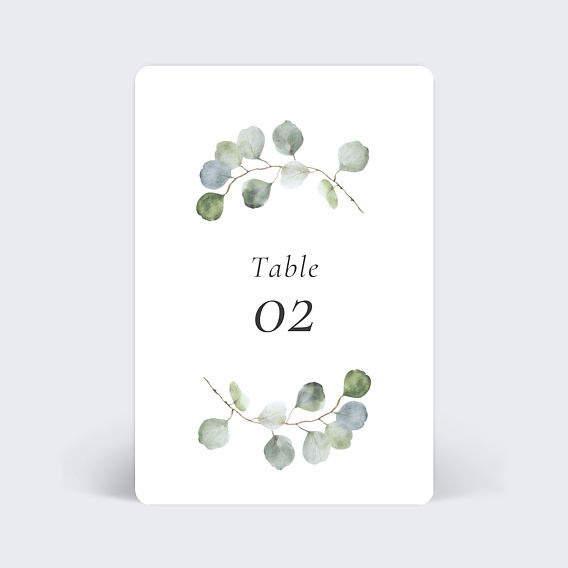 Marque-table mariage Couronne Eucalyptus Minimaliste Recto