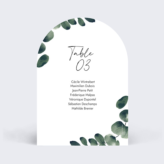 Marque-table Mariage Branche d'Eucalyptus