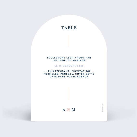 Marque-table mariage Caractère Verso