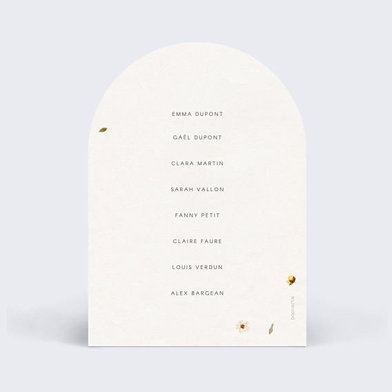 Marque-table mariage Fleurs Pressées Verso