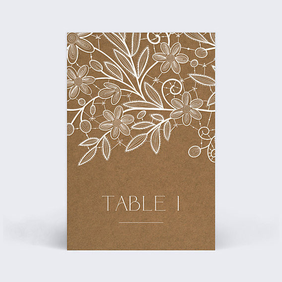 Marque-table Mariage Dentelle Kraft II