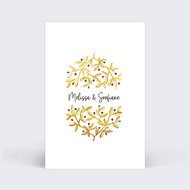 Marque-table Mariage Oliviers Verso