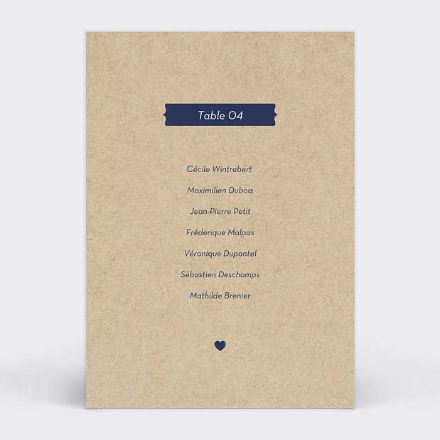 Marque-table Mariage Notre Histoire Verso
