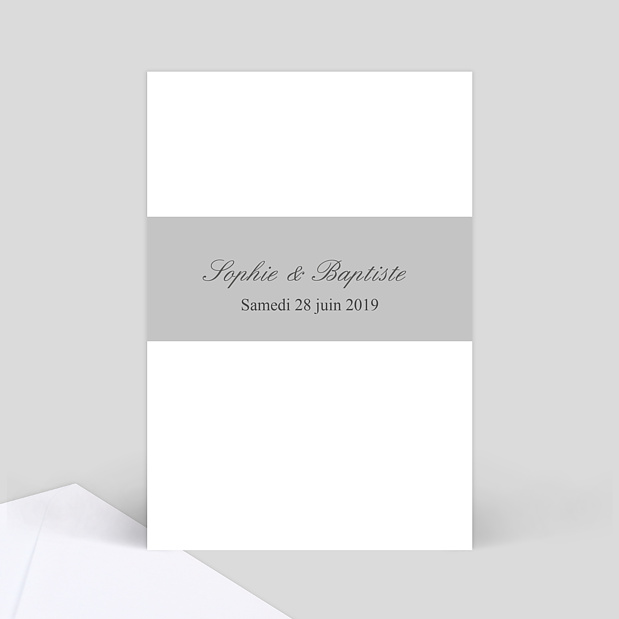 Marque-table mariage Bandeau gris Verso