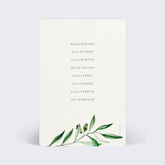 Marque-table Mariage Arche et Oliviers