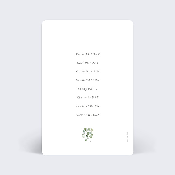 Marque-table Mariage Couronne Eucalyptus Minimaliste