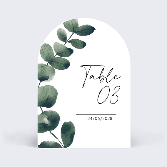 Marque-table Mariage Branche d'Eucalyptus