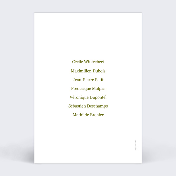 Marque-table mariage Table de fête Verso