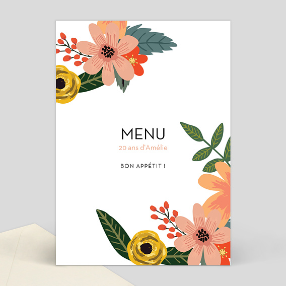 Menu Anniversaire Bouquet Printanier Popcarte Menu Anniversaire Bouquet Printanier Popcarte