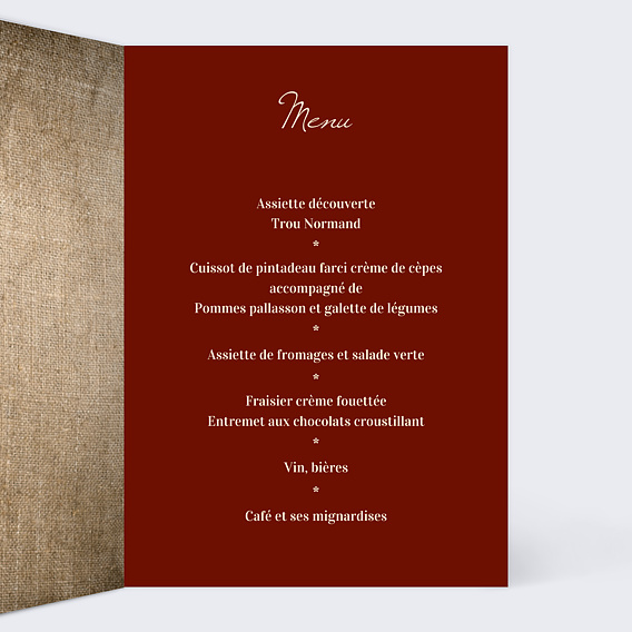 Menu anniversaire Anniversaire Millésimé Intérieur Droit