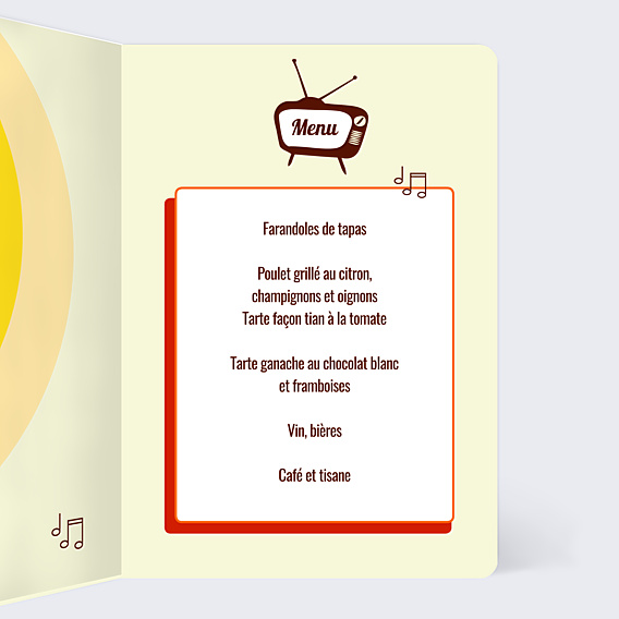 Menu Anniversaire Années 70