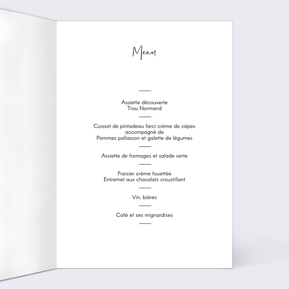 Menu Anniversaire Charme Classique