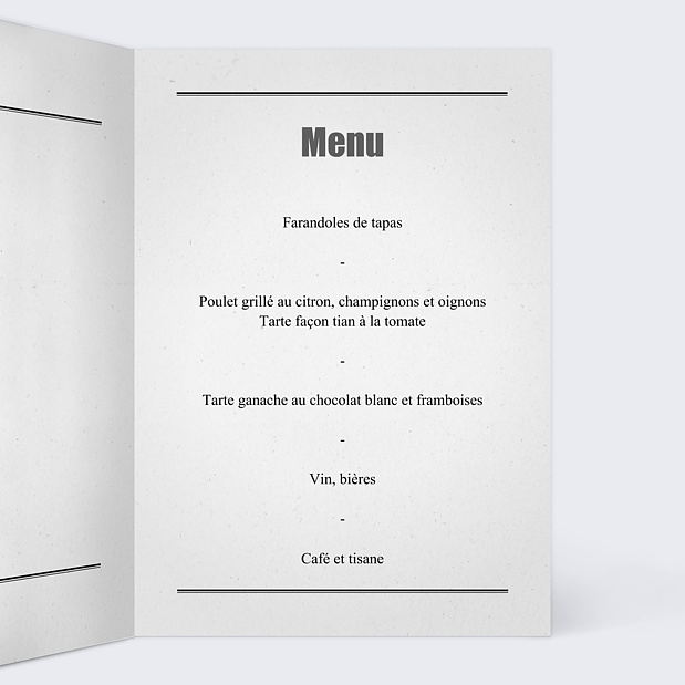 Menu anniversaire journal Intérieur Droit