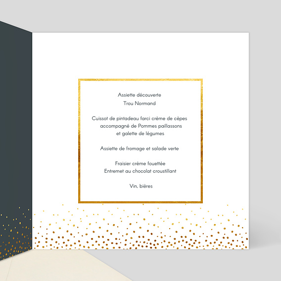 Menu anniversaire Élégance Intérieur Droit