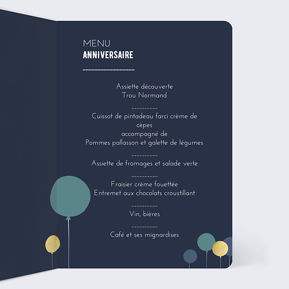 Menu anniversaire Balloons Intérieur Droit
