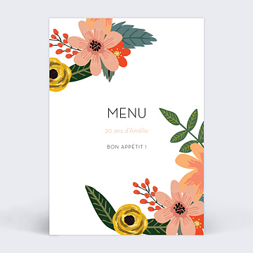 Menu Anniversaire  Bouquet Printanier