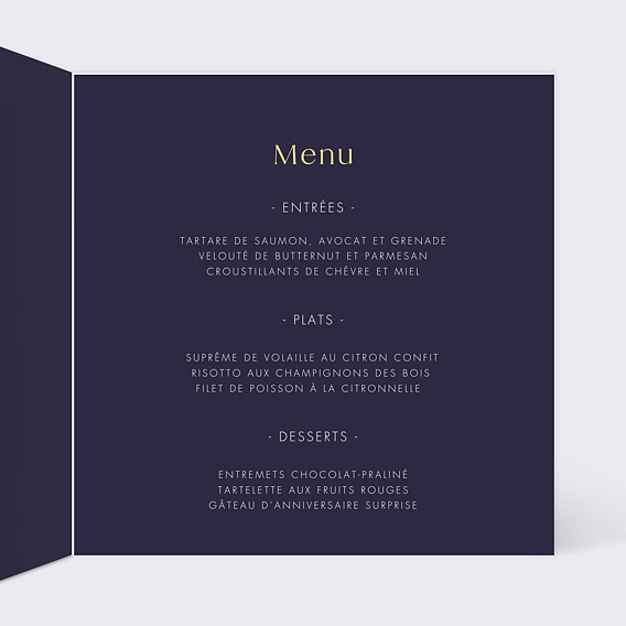 Menu anniversaire Pluie de Fête Intérieur Droit