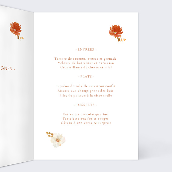 Menu anniversaire Bouquet Parfumé Intérieur Droit