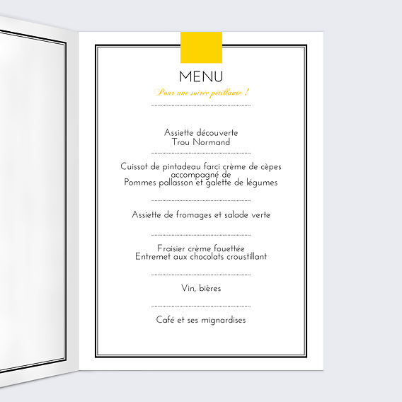 Menu anniversaire Champagne Intérieur Droit