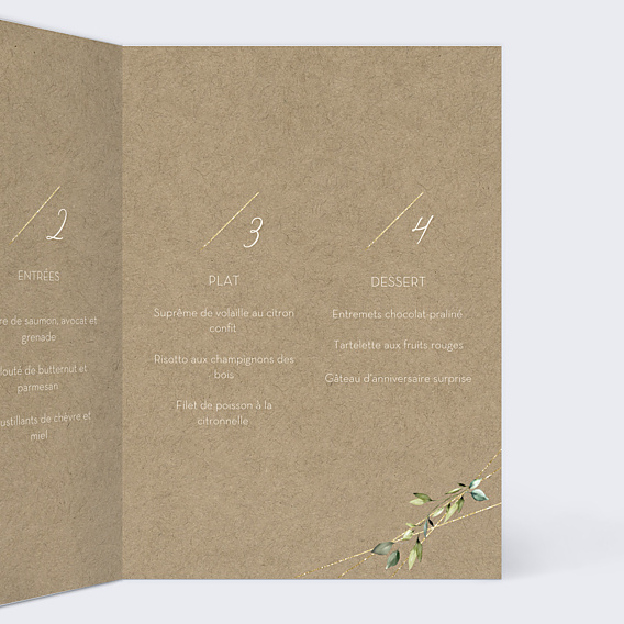 Menu Anniversaire Kraft Simple