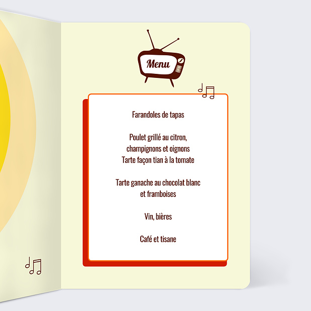 Menu anniversaire années 70 Intérieur Droit