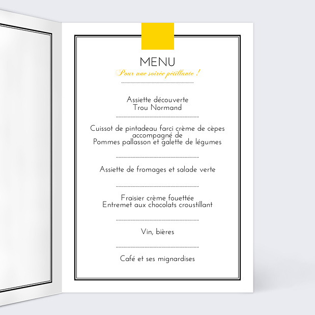 Menu anniversaire champagne Intérieur Droit