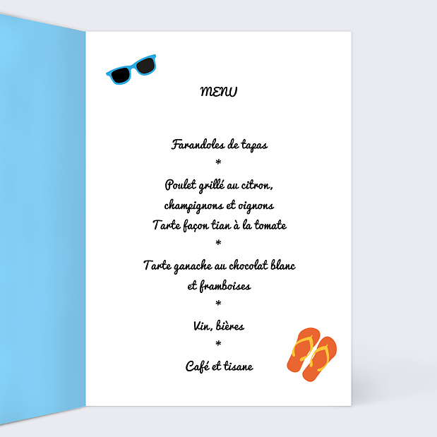 Menu Anniversaire Plage Intérieur Droit