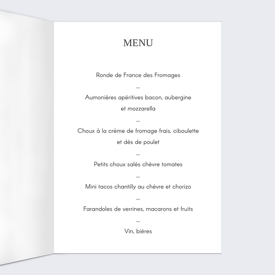 Menu anniversaire Typographie Cadre Intérieur Droit