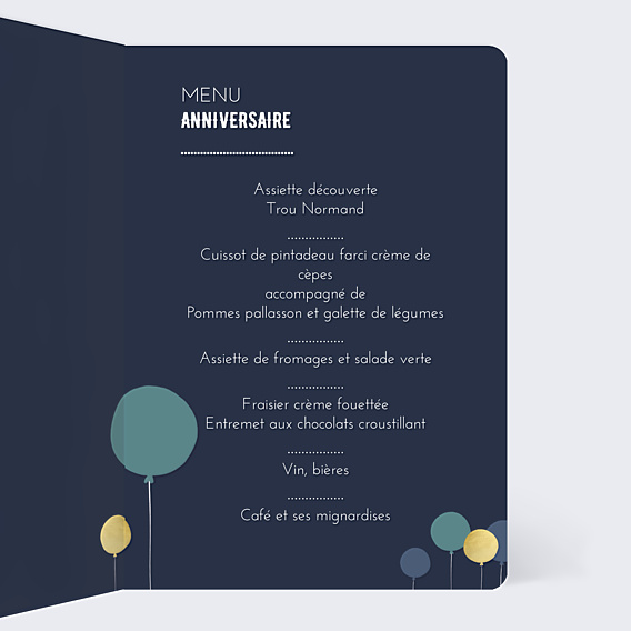 Menu Anniversaire Balloons