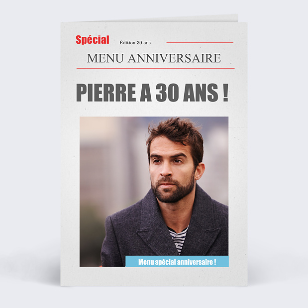 Menu anniversaire journal