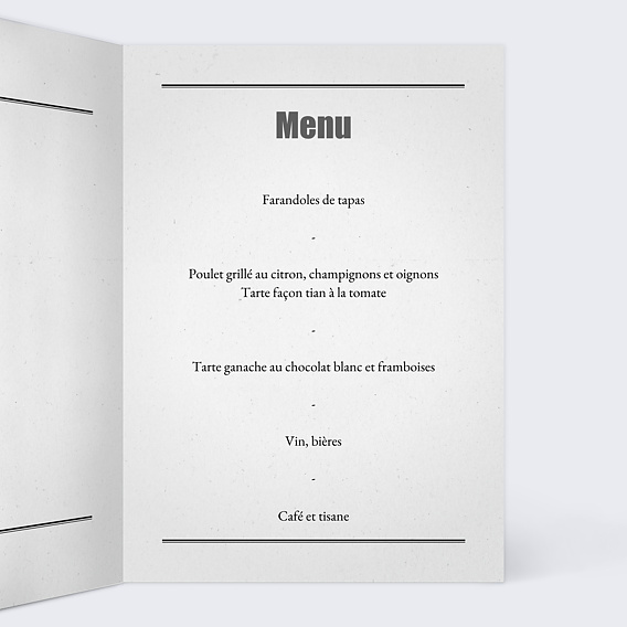 Menu anniversaire Journal Intérieur Droit