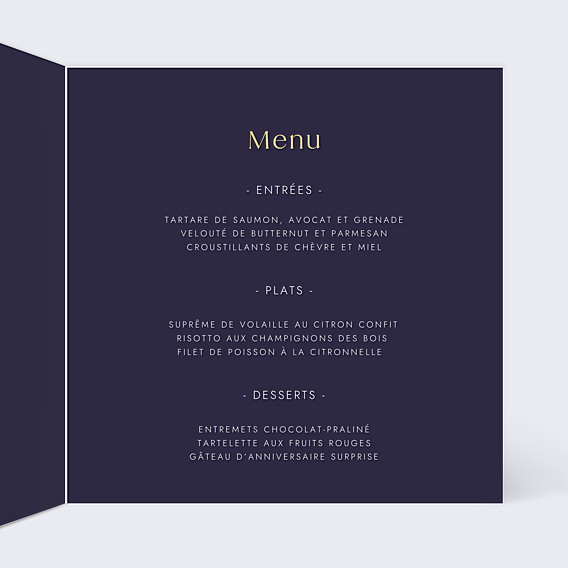 Menu Anniversaire Pluie de Fête