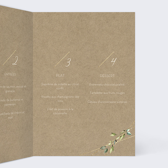 Menu anniversaire Kraft Simple Intérieur Droit