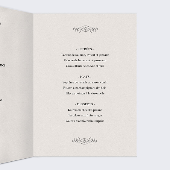 Menu anniversaire La Revue Intérieur Droit