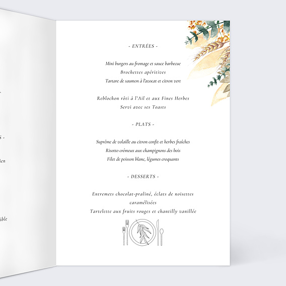 Menu anniversaire Bohémia Intérieur Droit