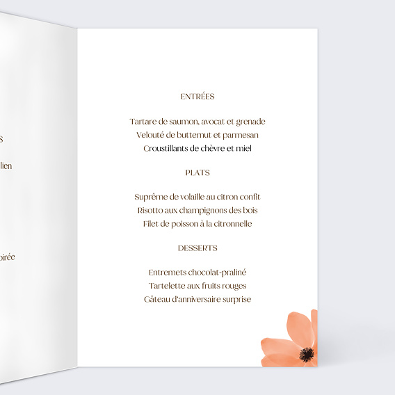 Menu anniversaire Couronne Printanière Intérieur Droit