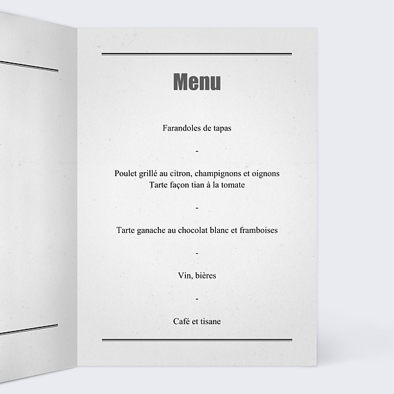 Menu anniversaire Journal Intérieur Droit