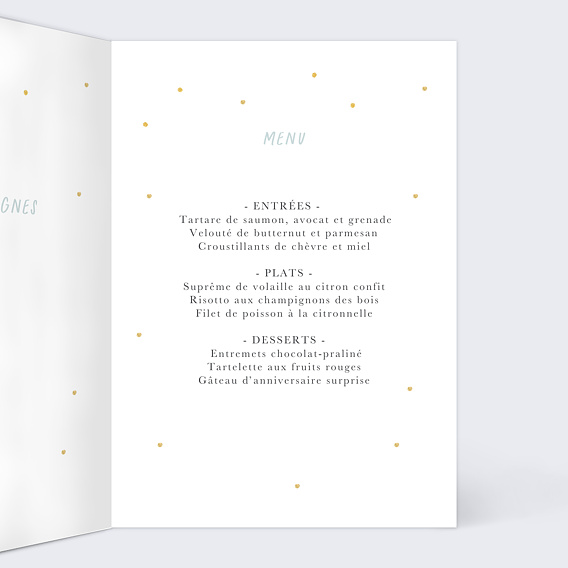 Menu anniversaire Anniversaire Pétillant Intérieur Droit