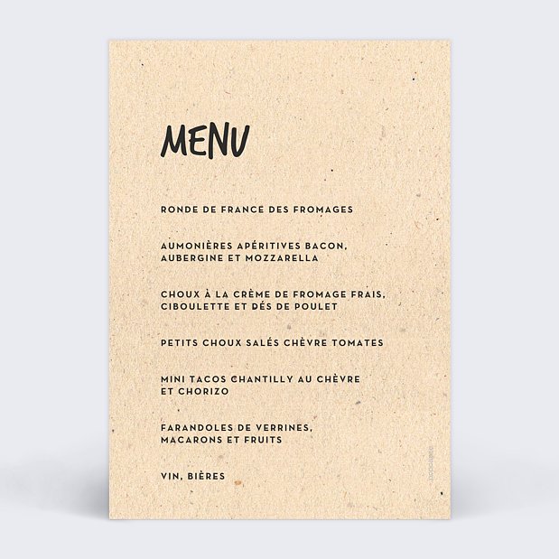 Menu Anniversaire Bière Pression Verso