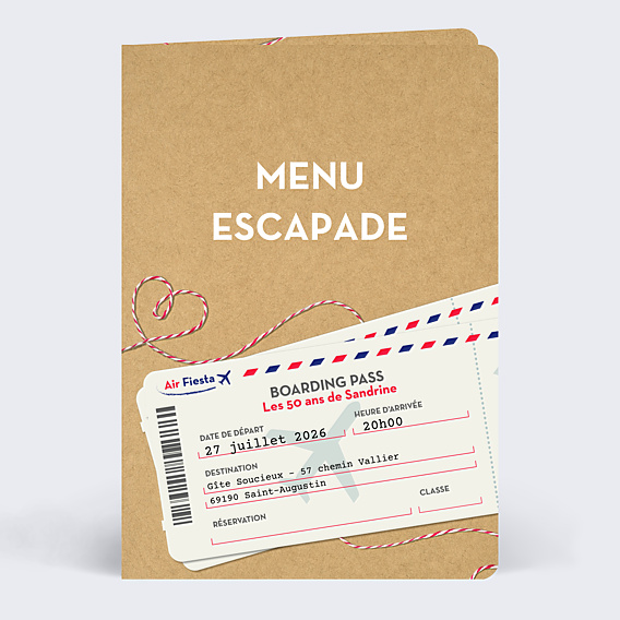 Menu Anniversaire Boarding Pass