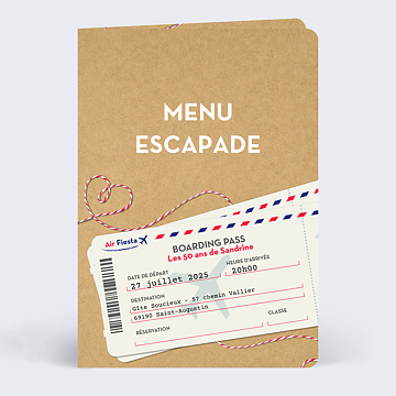 Menu Anniversaire  Boarding Pass