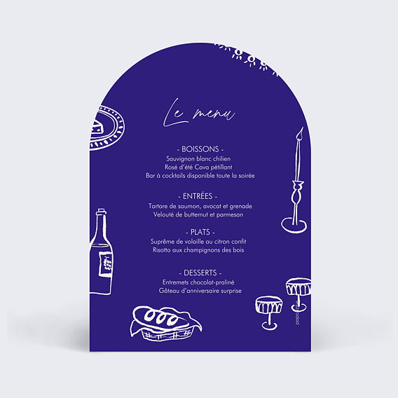 Menu anniversaire Restaurant Verso