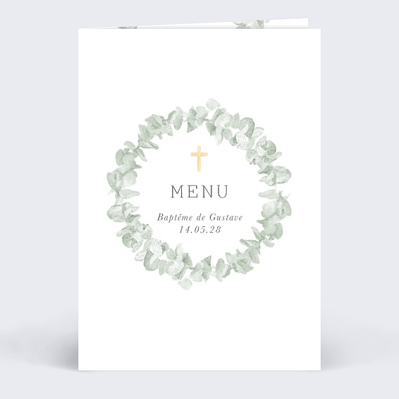 Menu baptême Couronne avec Croix