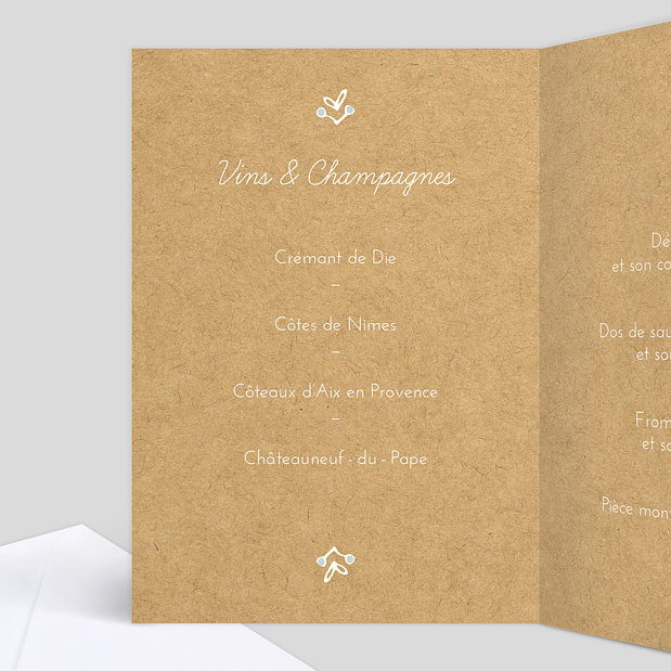 Menu de baptême Dentelle kraft Intérieur Gauche