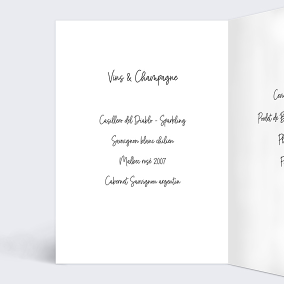 Menu Baptême Jolies Lettres