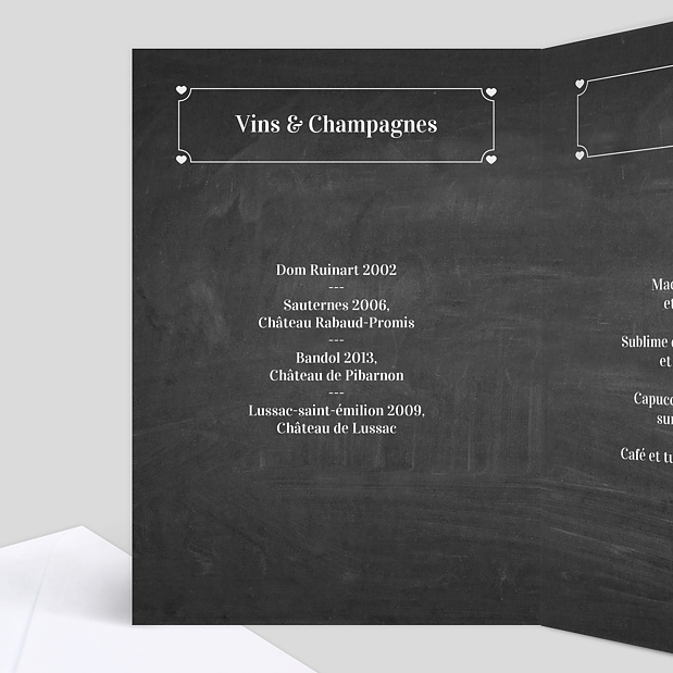 Menu de baptême Ardoise Intérieur Gauche