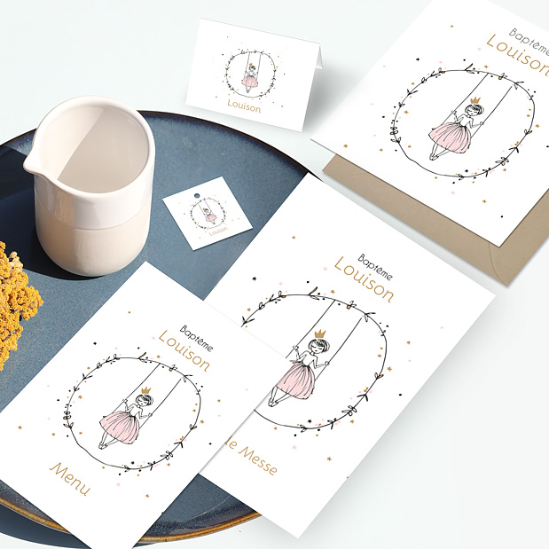 Menu de baptême Princesse balançoire